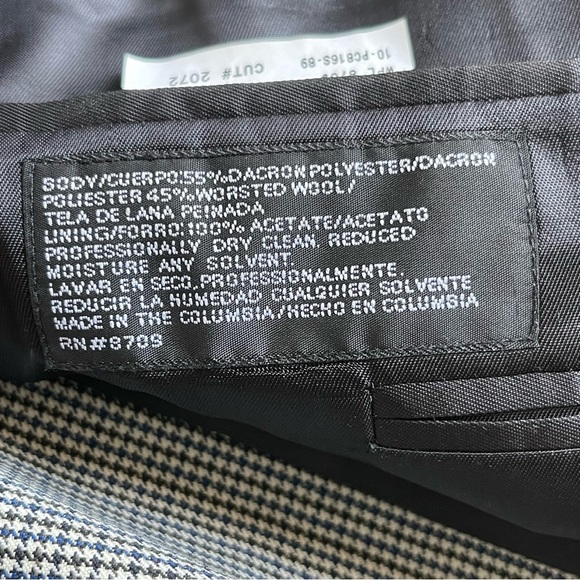 Stafford Men’s Houndstooth Suit Blazer Jacket Size 40R Two Button Suiting - Picture 9 of 12